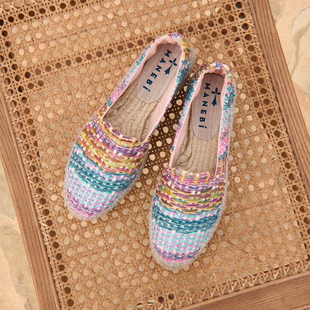 Manebi Raffia Multicolor Platform Espadrilles Siz… - image 1